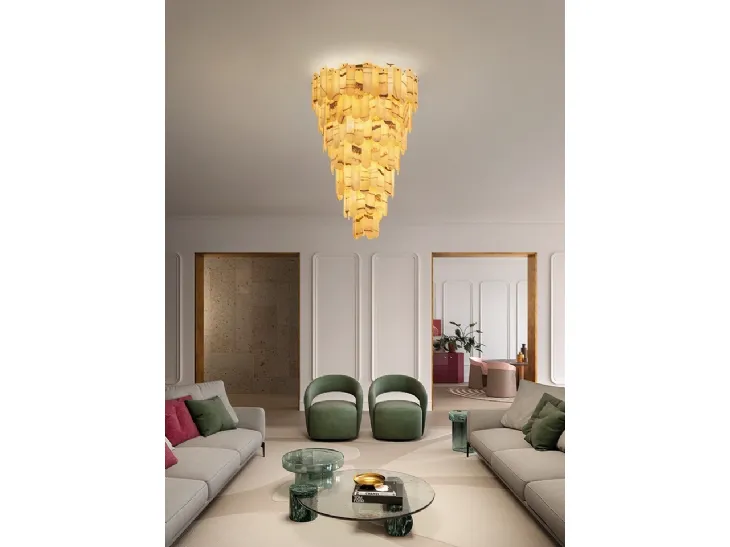 Lampada a soffitto Royale in onice di Masiero